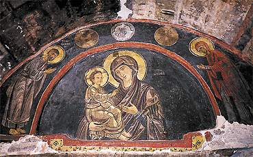 Св. Богородица с Младенеца, стенопис от Боянската църква