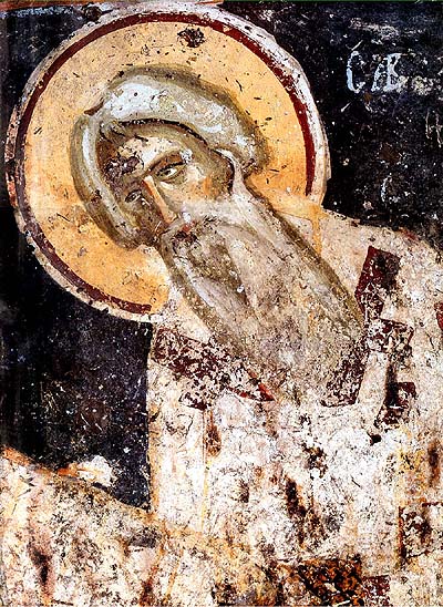 Свети Сава. Стенопис от църквата "Св. Апоостоли" в Печ. Източник: rastko.org.