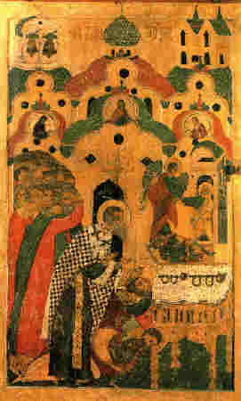 Поклонение на честните вериги на свети първовърховен апостол Петър. Руска икона. Източник: oca.org
