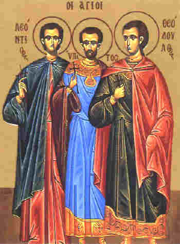 Св. Леонтий, Ипатий и Теодул. Съвременна гръцка иккона. Източник: avcmedia.blogspot.com