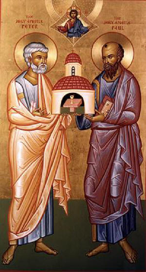 Св. апостоли Павел и Петър. Съвременна икона. Източник: roca.org