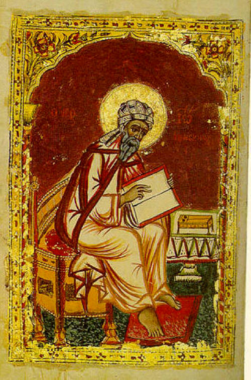 Св. Йоан Дамаскин, изображение на Papadike от 1686 г. от Ивиронския манастир. Източник: culture.gr