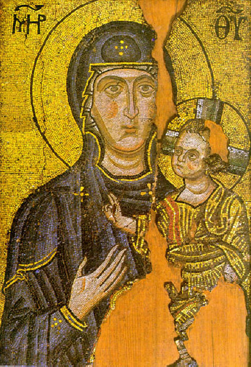 Св. Богородица Одигитрия (The Virgin Hodegetria). Икона от втората половина на 12 век. Източник: culture.gr