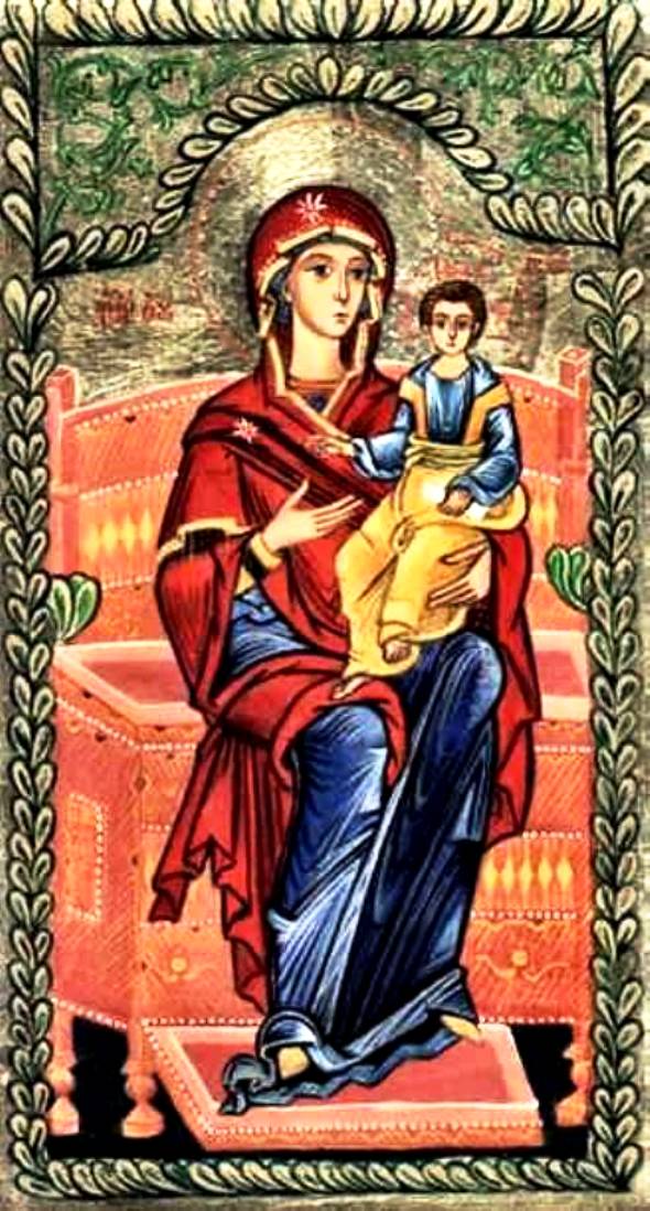 Богородица с Младенеца, икона от 1653 по икона от 15 в. от Кремиковския манастир. Източник: kuraev.ru.