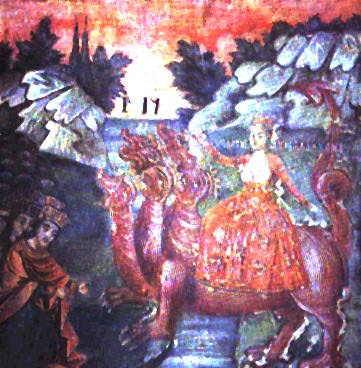 "Апокалипсис" - стенопис от Захари Зограф в църквата в Преображенския манастир край Велико Търново.