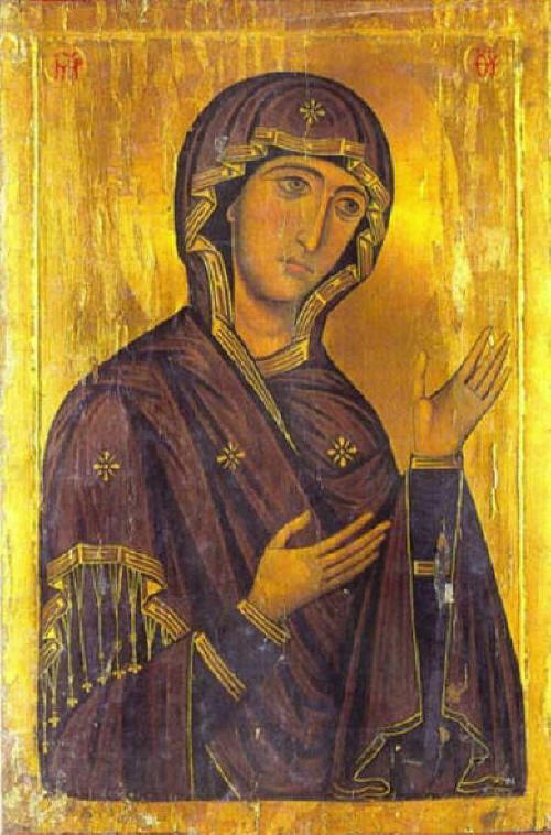 Деисус Богородица. Икона от XII в. в манастира "Св. Екатерина" в Синай, част от диптих. 