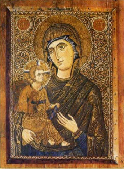 Богородица с Младенеца, мозаична икона от втората половина на XII в, манастира "Св. Екатерина" в Синай