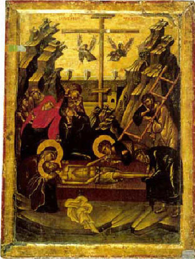 Оплакване. Икона от нач. на 15 в, манастира "Св. Екатерина" в Синай. Източник: all-photo.ru