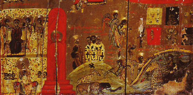 Лоно Авраамово. Фрагмент от иконата Страшният Съд, XII в., манастира "Св. Екатерина" в Синай