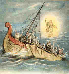 Выйдя из темноты к лодке (четвертая стража - это три часа ночи), Иисус поверг в трепет учеников, рыбачивших на озере.