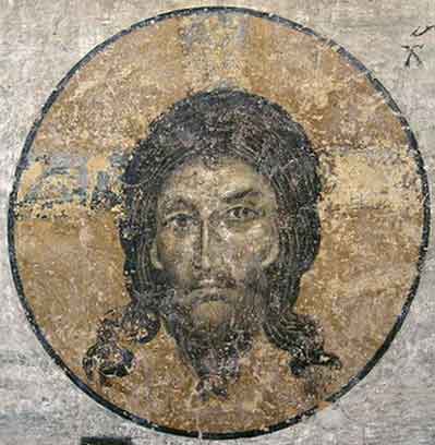 Детайл от Светия Убрус - неръкотворния образ на Христа, 1259 г., Боянската църква в София.
