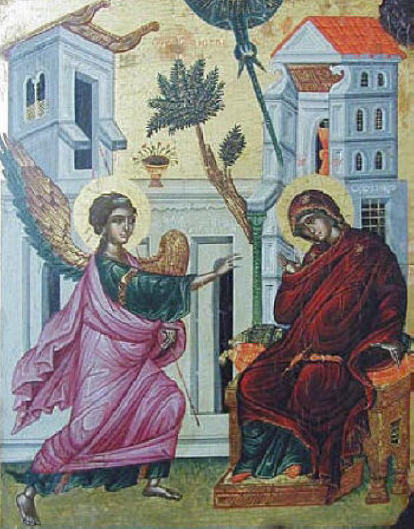 Благовещение, икона от 16 в. от неизвестен автор, от църквата ”Св. Йоан Морски” в Несебър. Днес в Градска художествена галерия – Пловдив.