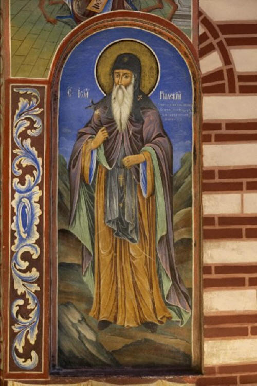 Св. Иван Рилски. Стенопис в Рилския манастир