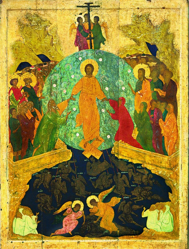 Възкресение Христово. Детайл от стенопис от 1502 г. Ферапонтов Белозерский монастырь. Собор Рождества Богородицы.