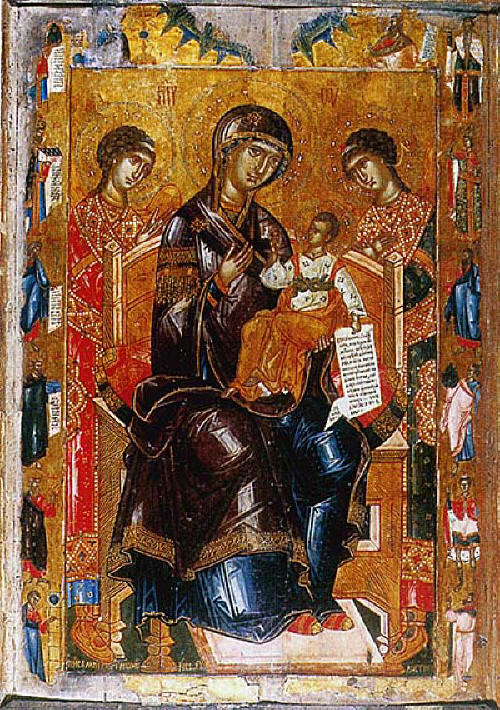 Богородица с Младенеца, архангели и пророци. Икона от 1578 г. от манастира Ломница край Шековића, Босна и Херцеговина. 