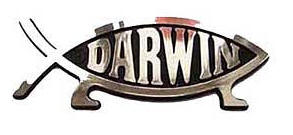 Рибата на Дарвин. The Darwin fish. Друг символ за атеистите, тук - емблема за коли