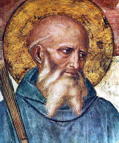 Св. Бенедикт Нурсийски, фрагмент от фреска от манастира "Св. Марко" във Флоренция