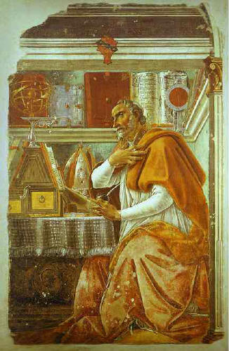 Блажени Августин, фреска от 1480 в Ognissanti, Florence, Italy от Алесандро Ботичели (Alessandro Botticelli)