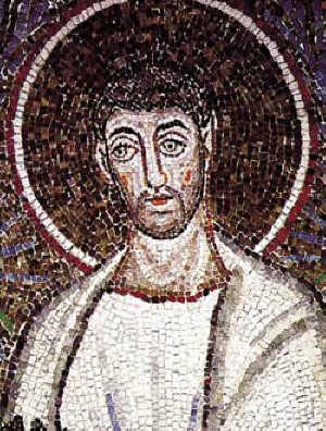 Св. Киприан Картагенски. Детайл от мозайка от VI в. в Базиликата на Св. Аполинарий Нови в Равена