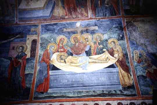 Полагане в гроба. Стенопис от Черепишкия манастир