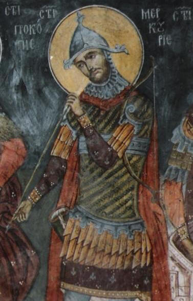 Св. Меркурий (24 ноември), стенопис от 15-16 век., Драгалевския манастир