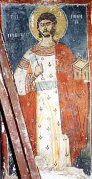 Преподобни Роман Сладкопевец, стенопис от Драгалевския манастир