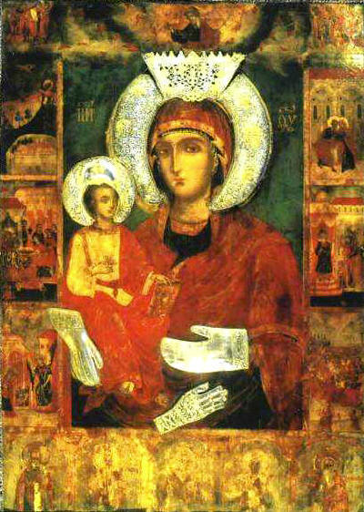 Св. Богородица Троеручница, икона от XVIII в. в Троянския манастир. 
