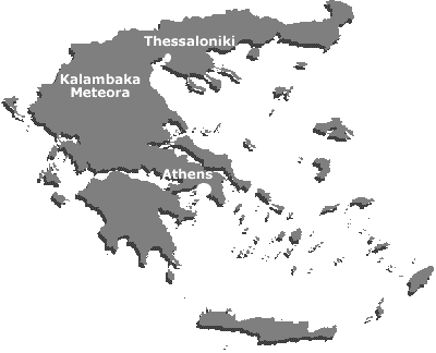 Метеора на картата на Гърция