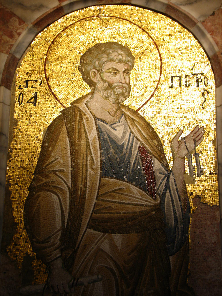 Св. апостол Петър. Мозайка в църквата "Иисус Христос Спасител" в Хора. Photo: treviño