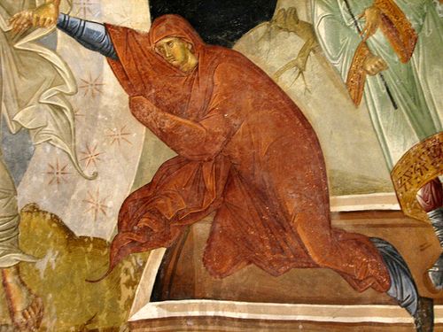 Слизане в ада. Ева. Детайл от стенопис в църквата "Хора" в Истанбул
