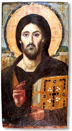 Господ Иисус Христос Пантократор. Икона от VI в., манастира "Св. Екатерина" в Синай. 