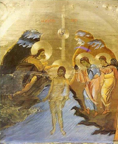 Кръщение Господне. Икона от 12 в., манастира "Св. Екатерина" в Синай