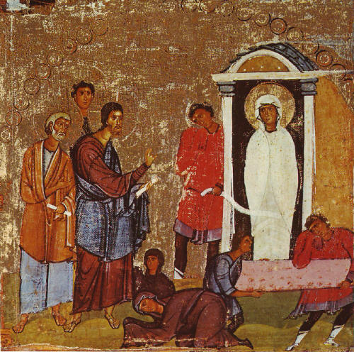 Възкресяването на Лазар. Сцена първата половина на XII в. от иконостас в Манастира "Св. Екатерина в Синай. 
