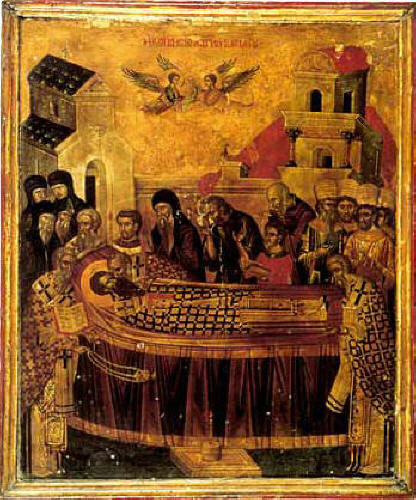 Успение на св. Василий Велики. Икона от XV в., манастира "Св. Екатерина" в Синай