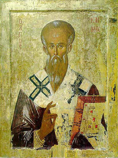 Св. Климент Охридски, икона от 14-15 в. от църквата "Богородица Перивлептос" ("Св. Климент"). Съхранява се в Галерията на икони в Охрид. Източник: soros.org.