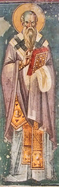 Св. Климент Охридски, фреска от църквата "Св. Богородица Перивлепта" ("Св. Климент") в Охрид, Реп. Македония
